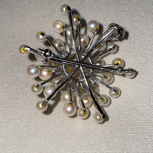 14K White Gold Vintage Mid-Century South Sea Cultured Pearl Pendant/Brooch - Picture 7 of 13